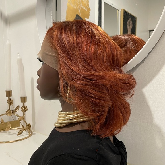 COPPER COLOR HUMAN HAIR BOB WIG - Picture 7 of 7